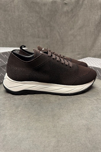 Текстильные кроссовки Kiton patterned-jacquard - Brown   