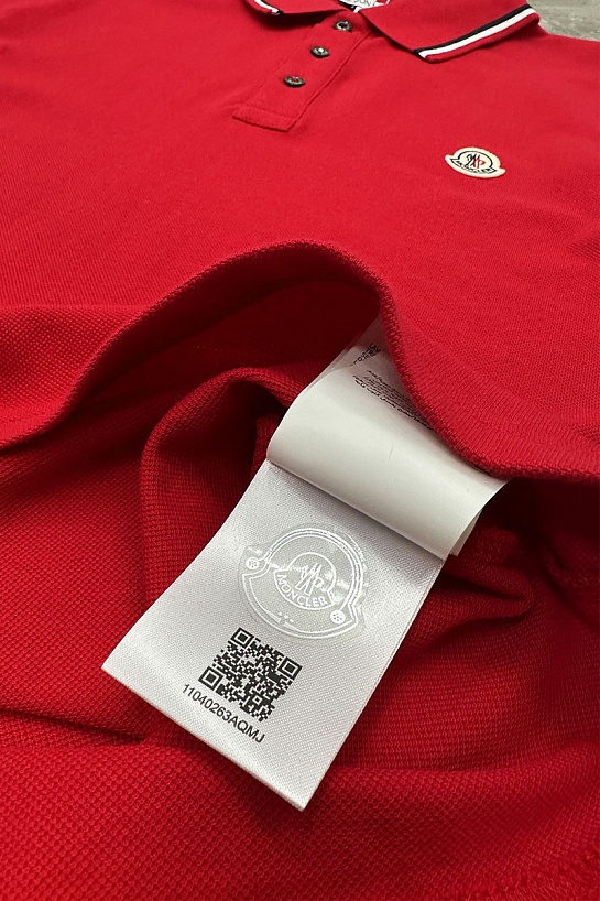 Мужское поло красного цвета Moncler logo-patch