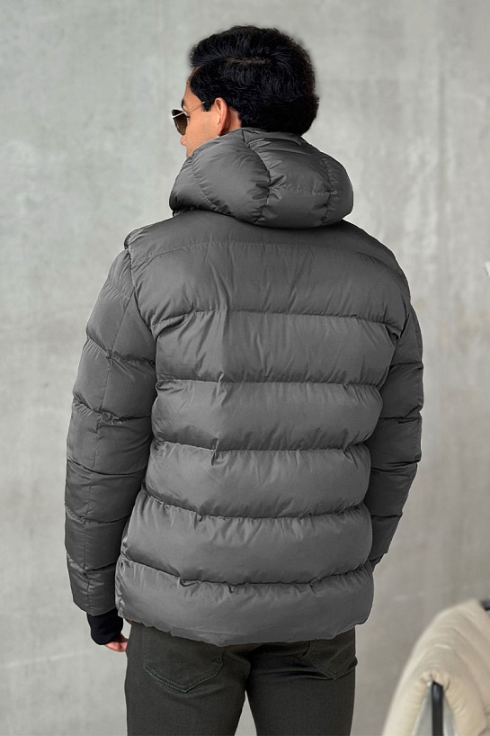 Утеплённая куртка цвета антрацит Moncler logo-patch