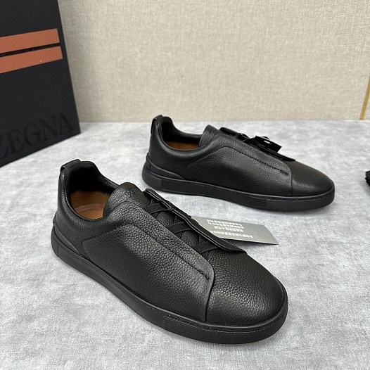 Мужские кроссовки Ermenegildo Zegna Triple Stitch Leather - Black   