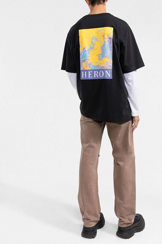Чёрная оверсайз футболка Heron Preston logo-print