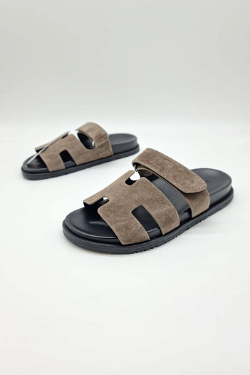 Женские замшевые сандалии Hermes Chypre - Brown   