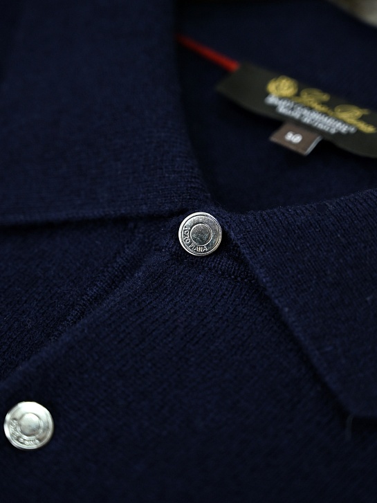 Тёмно-синее поло с длинным рукавом Loro Piana premium