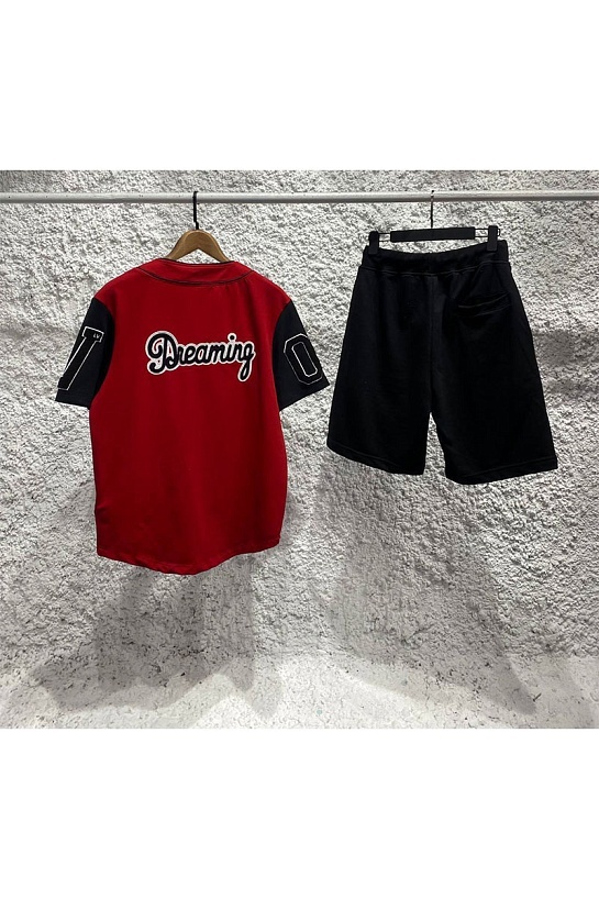 Мужская брендовая кофта Louis Vuitton Dreaming Baseball patches - Red