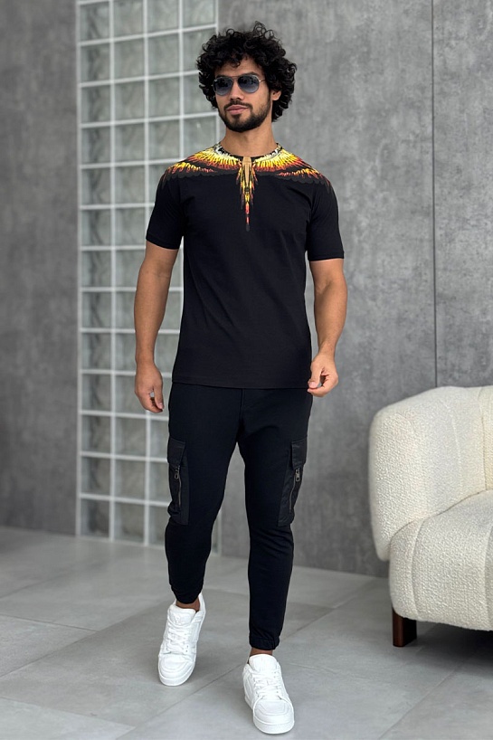 Чёрная футболка Marcelo Burlon County of Milan Solfolk Wings