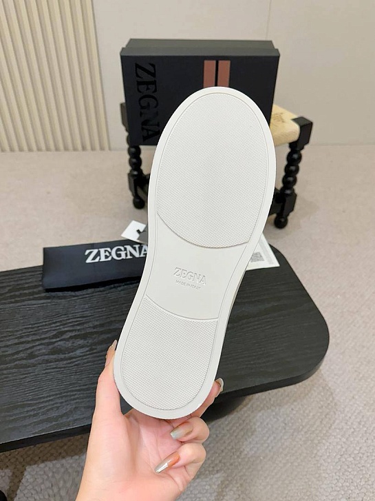 Кожаные кроссовки Ermenegildo Zegna Triple Stitch - Black