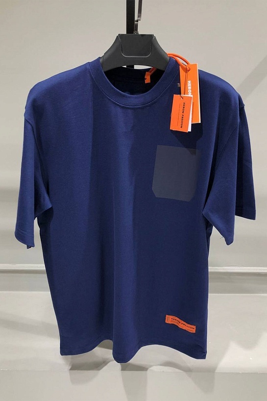 Синяя оверсайз футболка Heron Preston