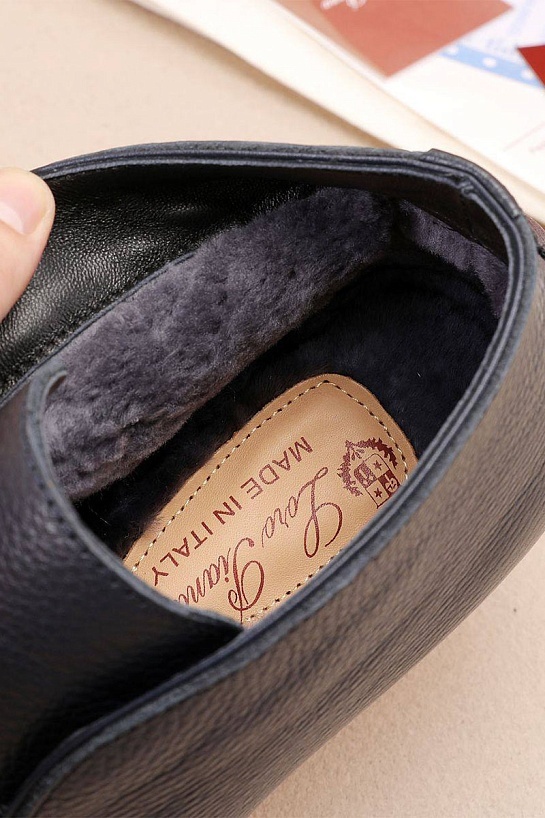 Кожаные лоферы с мехом Loro Piana Open Walk - Navy