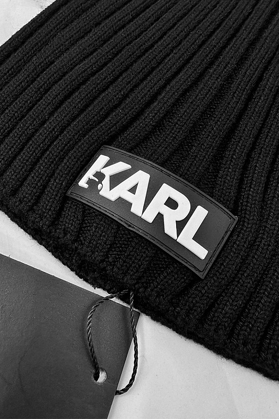 Мужская шапка чёрного цвета Karl Lagerfeld logo-patch