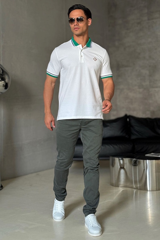 Поло белого цвета Casablanca logo-emblem