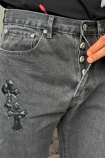 Мужские джинсы Chrome Hearts multi-patch - Black Washed   