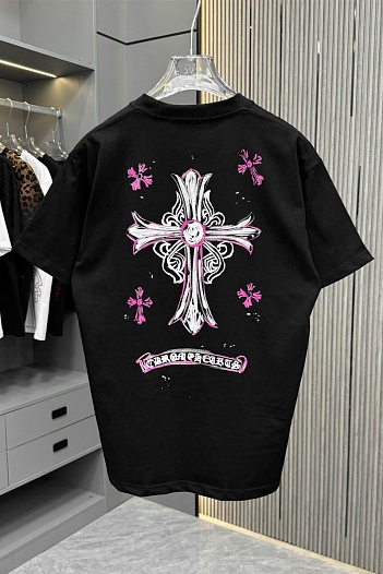 Чёрная оверсайз футболка Chrome Hearts Premium   