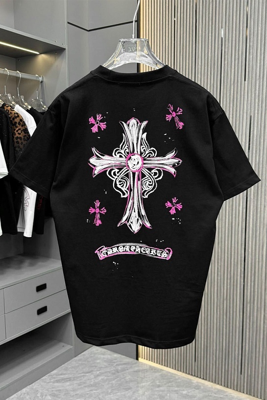 Чёрная оверсайз футболка Chrome Hearts Premium