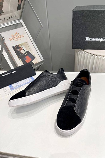 Мужские кроссовки Ermenegildo Zegna Triple Stitch - Black   