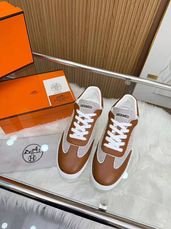 Женские кожаные кроссовки Hermes Match