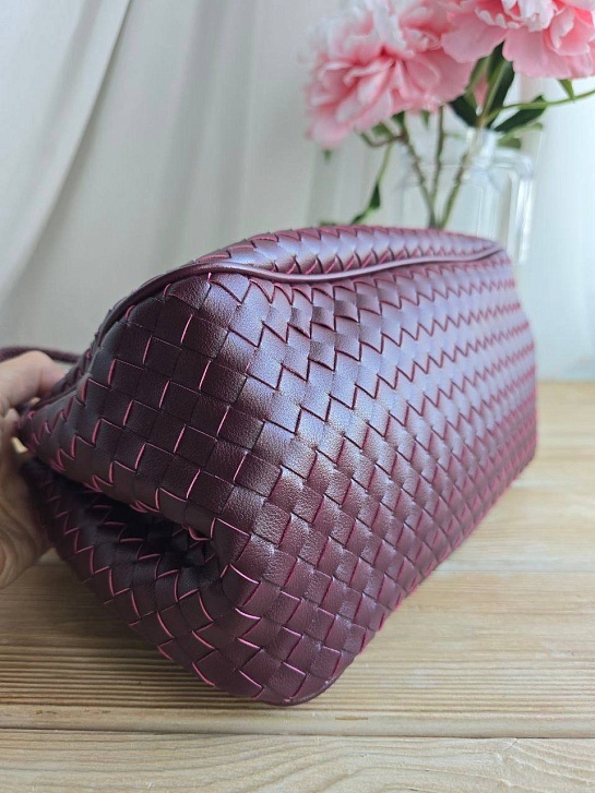 Кожаная сумка Bottega Veneta Basket 30x20 см - Burgundy