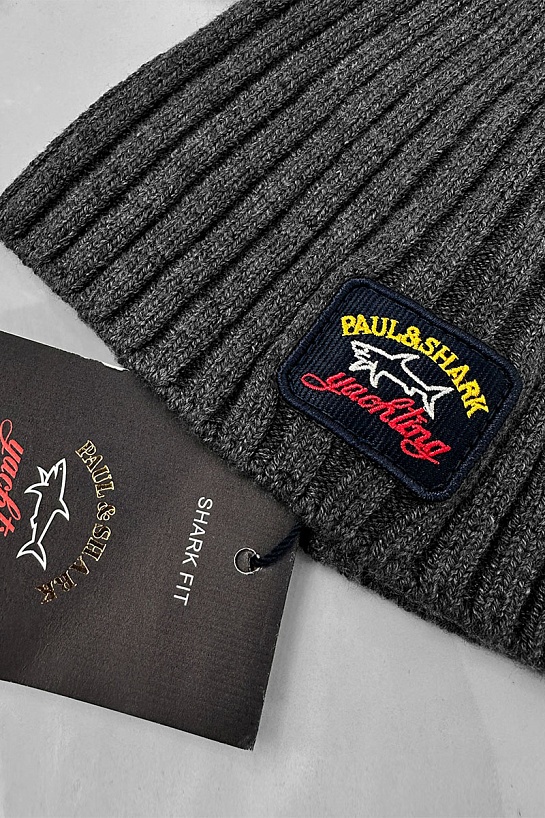 Мужская серая шапка Paul & Shark logo-patch