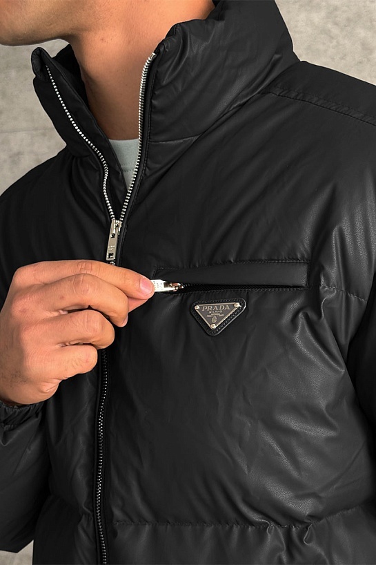Мужской пуховик Prada logo-plaque - Black