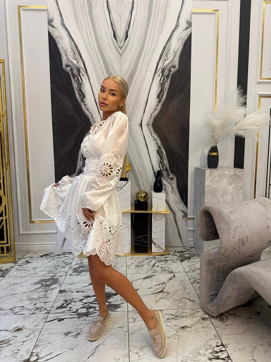 Женское белое платье Zimmermann с кружевами