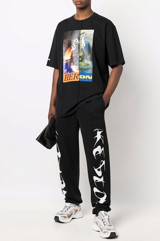 Чёрная оверсайз футболка Heron Preston Split Light Herons