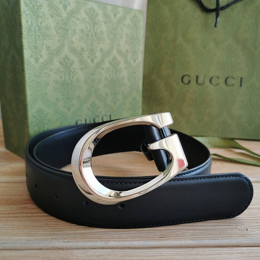 Кожаный ремень Gucci (длина 85 / 90 см) - Silver   
