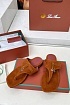 Женские замшевые шлёпанцы Loro Piana Premium - Brown
