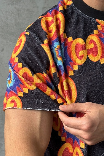 Брендовая мужская футболка Gucci GG logo all-over   