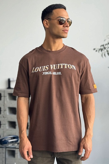 Коричневая оверсайз футболка Louis Vuitton Virgil Abloh   
