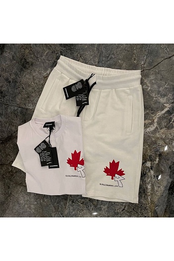 Белая мужская футболка Dsquared2 maple leaf-print   