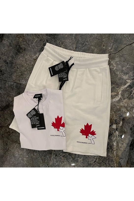 Белые мужские шорты Dsquared2 maple leaf-print