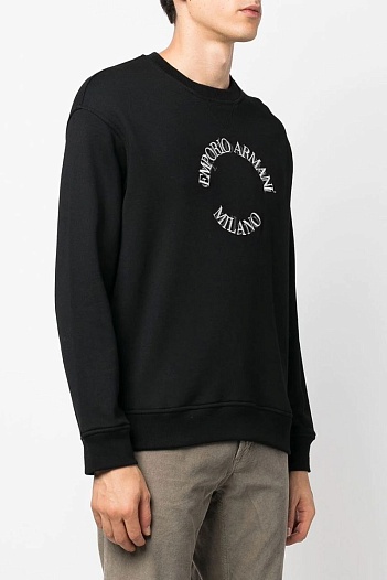 Чёрный свитшот Emporio Armani logo embroidery   