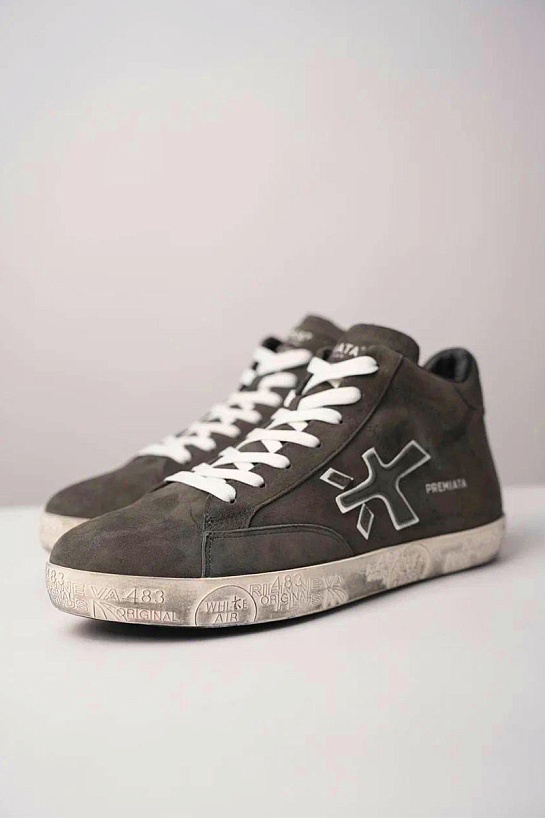 Замшевые кроссовки с мехом Premiata high-top - Brown	