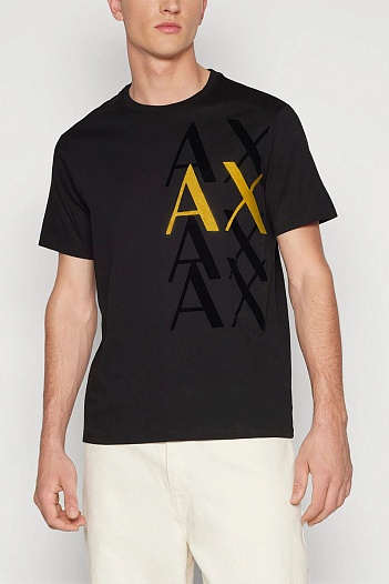 Мужская чёрная футболка Armani Exchange   