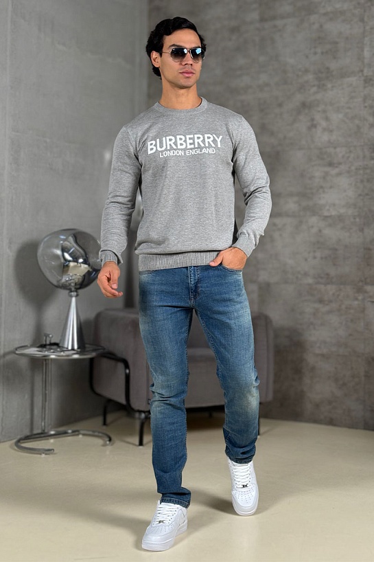 Мужской джемпер Burberry logo-intarsia - Grey
