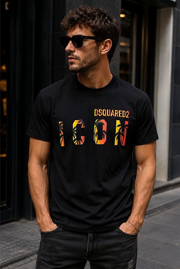 Футболка чёрного цвета Dsquared2 Icon tropical   