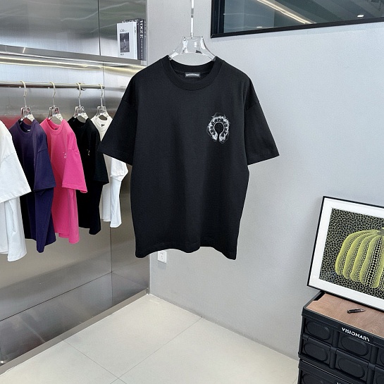 Чёрная оверсайз футболка Chrome Hearts Premium