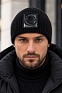 Мужская брендовая шапка Moncler чёрного цвета