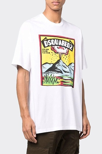 Белая футболка Dsquared2 Volcano Slouch   