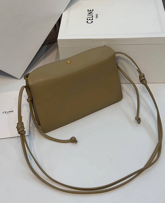 Кожаная сумка Celine Trio Flap premium 22.5x13x3.5 см