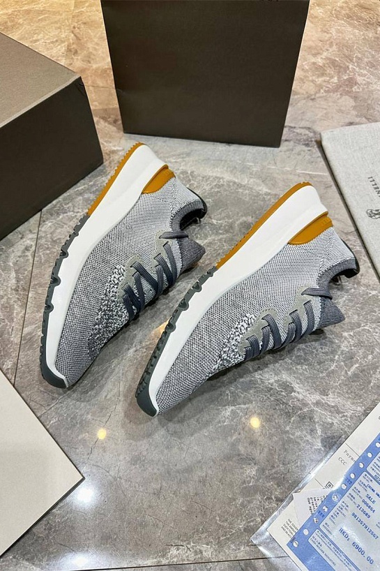 Текстильные кроссовки Brunello Cucinelli серого цвета