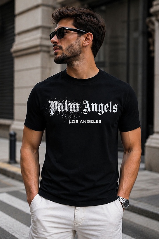 Футболка чёрного цвета Palm Angels logo-print
