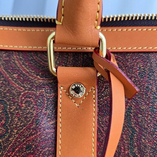Кожаная дорожная сумка Etro с узором пейсли 50x28 см