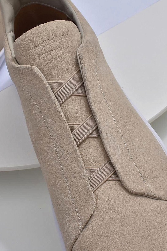 Бежевые кроссовки Ermenegildo Zegna Triple Stitch Suede
