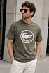 Мужская зелёная футболка Lacoste logo-print