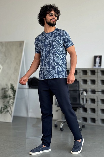 Синяя футболка с узором пейсли Etro Premium   