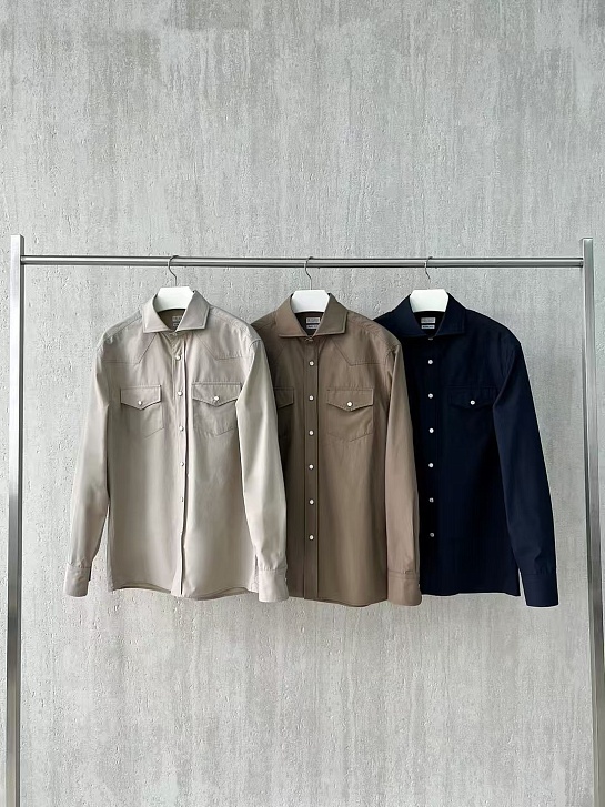 Мужская серая рубашка Brunello Cucinelli Premium