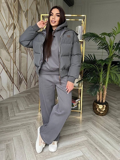 Женский серый костюм тройка MIU MIU   