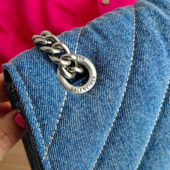 Кожаная сумка Balenciaga Hourglass Denim S 26x15 см