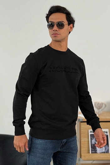 Чёрный оверсайз свитшот Moncler logo-embroidered   