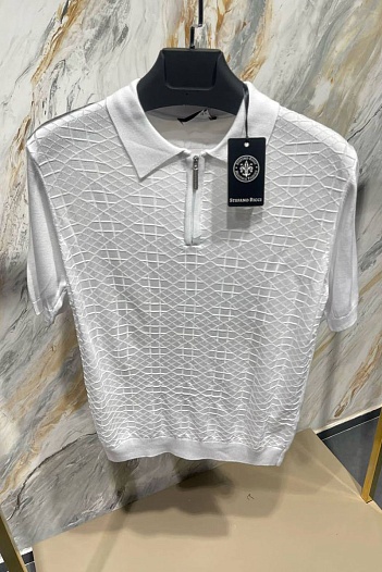 Мужское поло Stefano Ricci zip neck - White   
